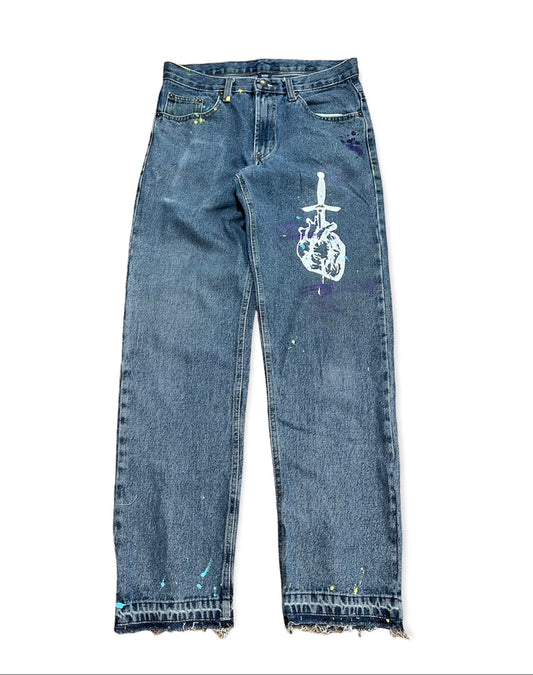 Pierced Heart Denim Jeans